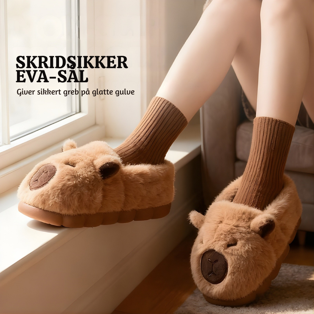 CapyCoze™ – Søde Hygge Plyssede Kapibara Tøfler