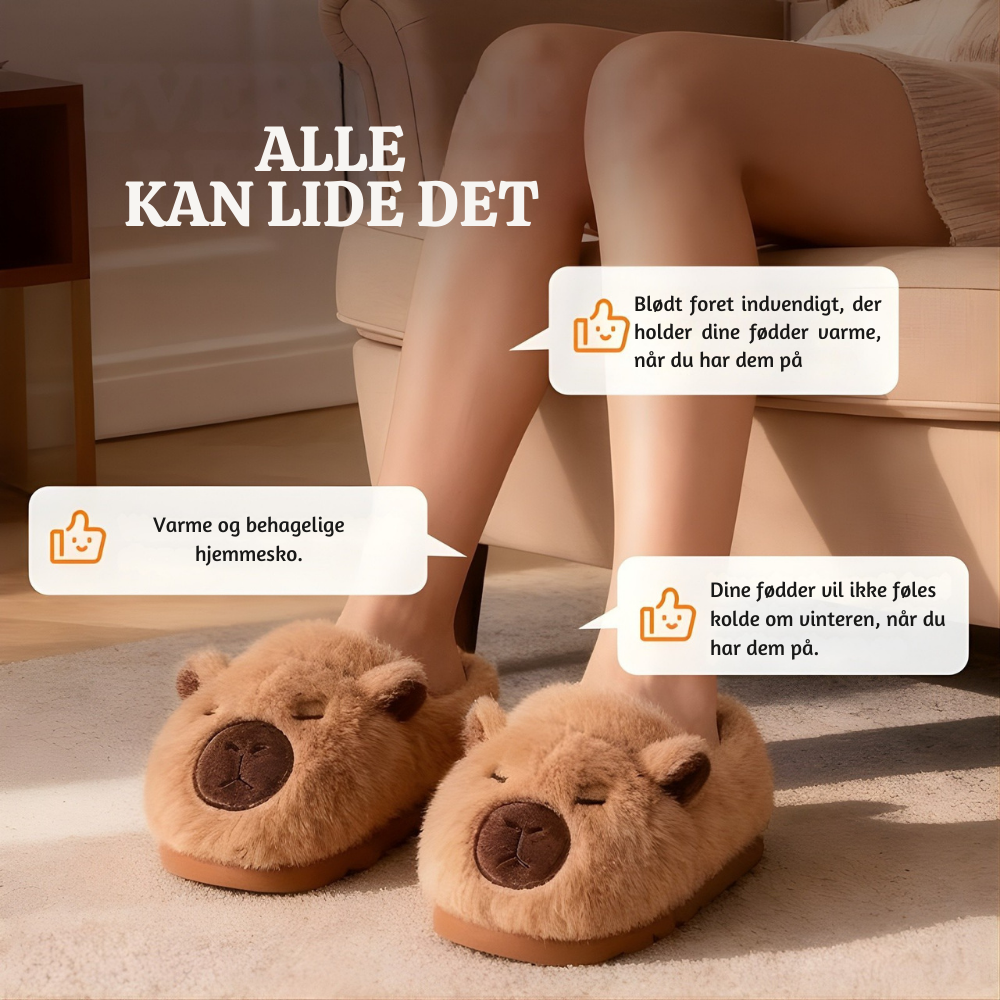 CapyCoze™ – Søde Hygge Plyssede Kapibara Tøfler