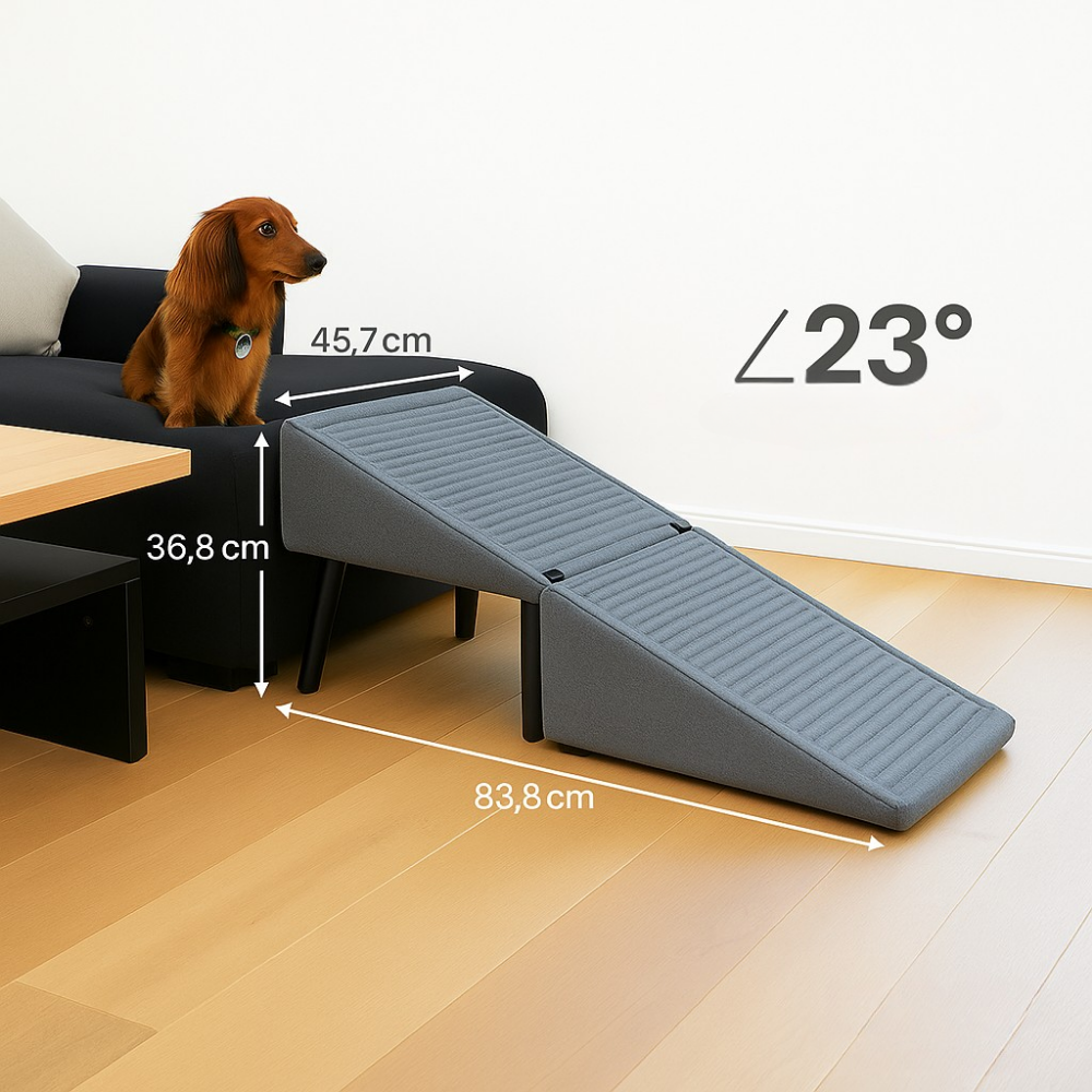 PawLoft™ – Blød Kæledyrs Puf og Trapperampe til Hunde & Katte