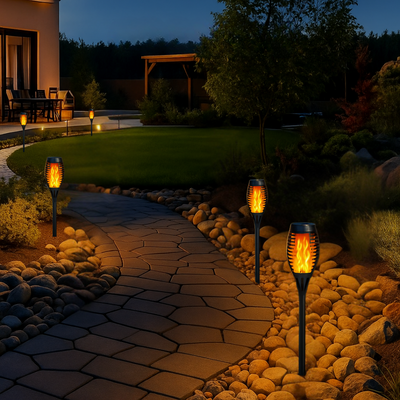 Glowvia™ – Realistisk Solcelledrevet Flammetorch