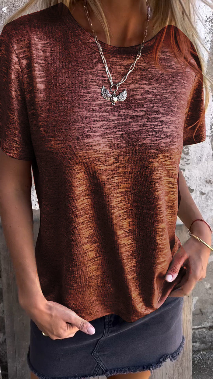 GlamTee™ - Hot Stamping Kortærmet T-shirt med Rund Hals