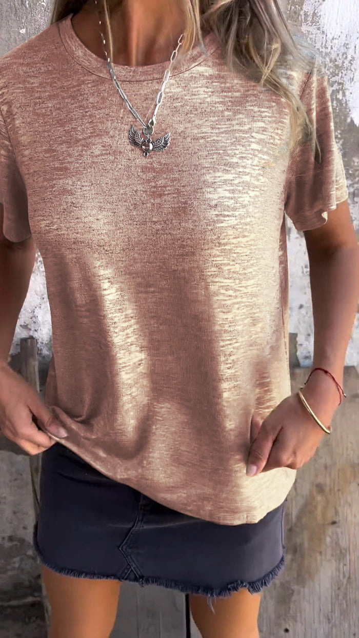 GlamTee™ - Hot Stamping Kortærmet T-shirt med Rund Hals