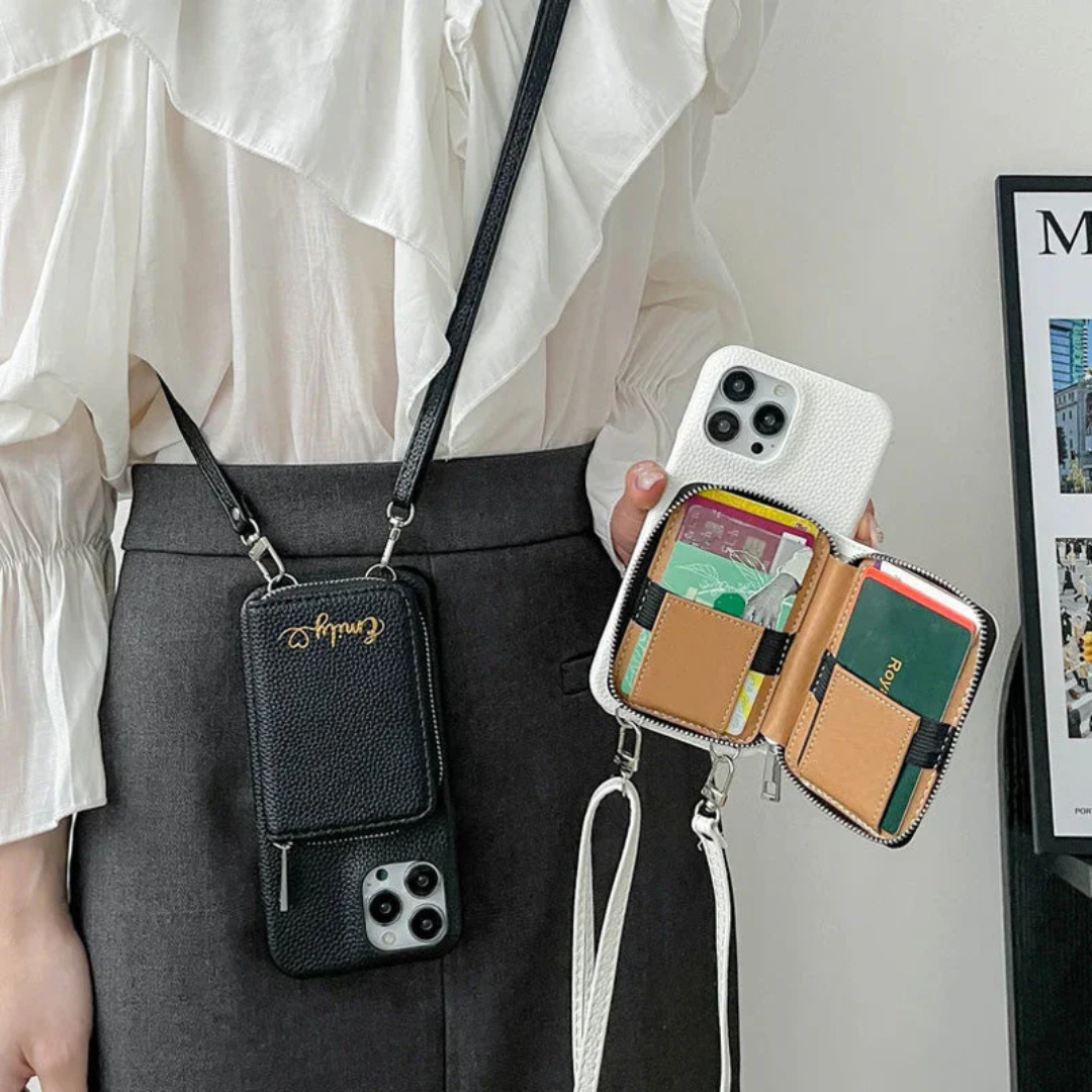 WalltCase™ - Crossbody-pung i læder med lynlås