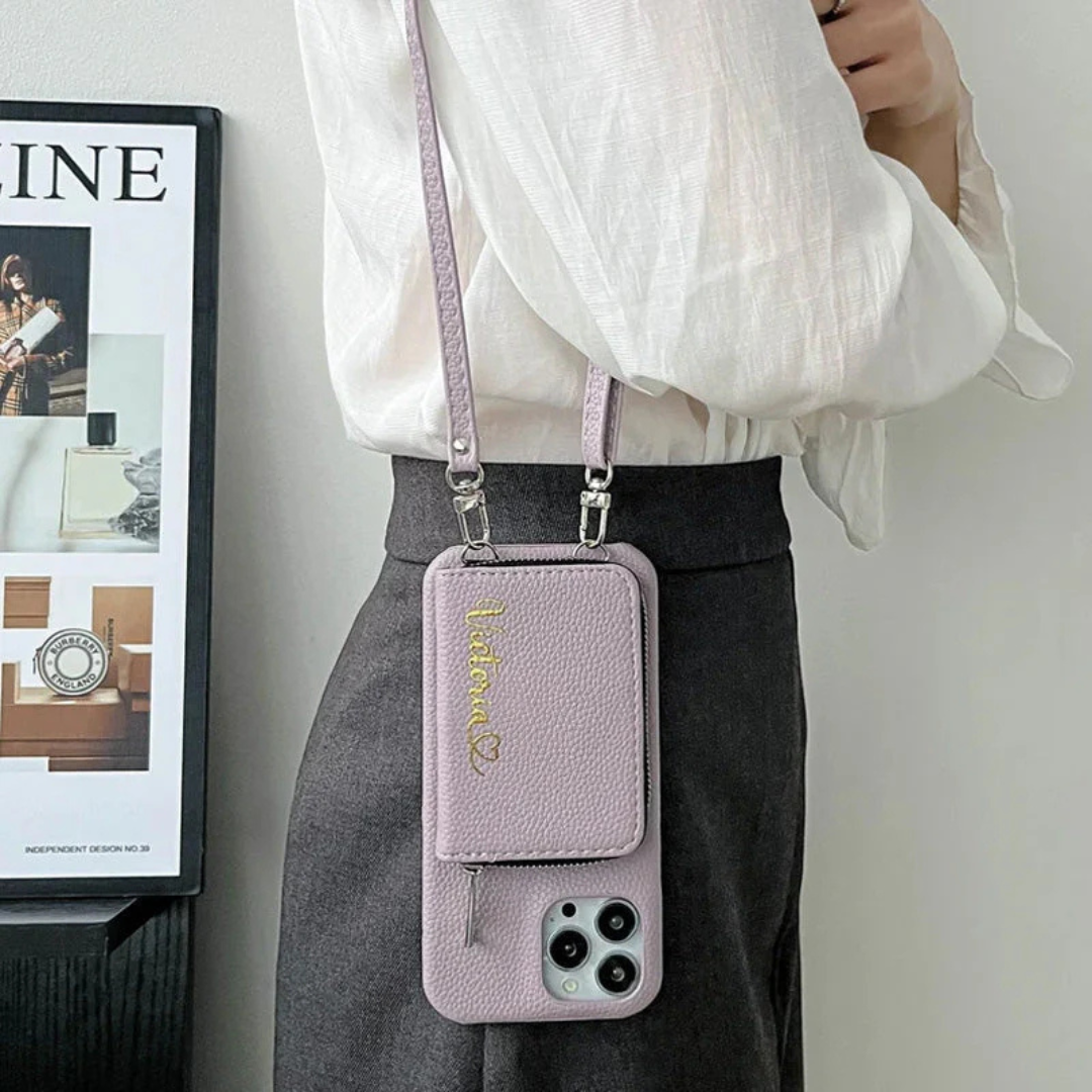 WalltCase™ - Crossbody-pung i læder med lynlås