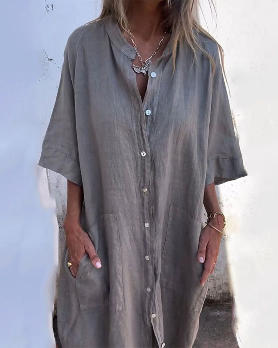 Solena™ – Ibiza Stil Casual Skjortekjole