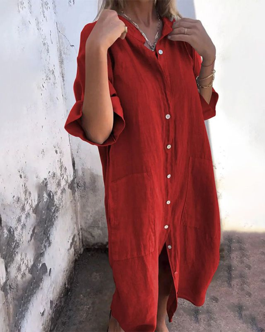 Solena™ – Ibiza Stil Casual Skjortekjole
