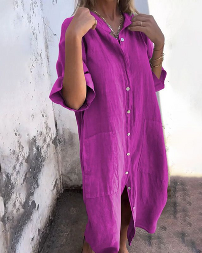 Solena™ – Ibiza Stil Casual Skjortekjole