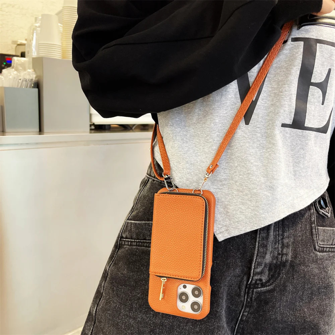 WalltCase™ - Crossbody-pung i læder med lynlås