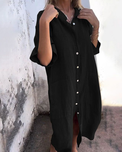 Solena™ – Ibiza Stil Casual Skjortekjole