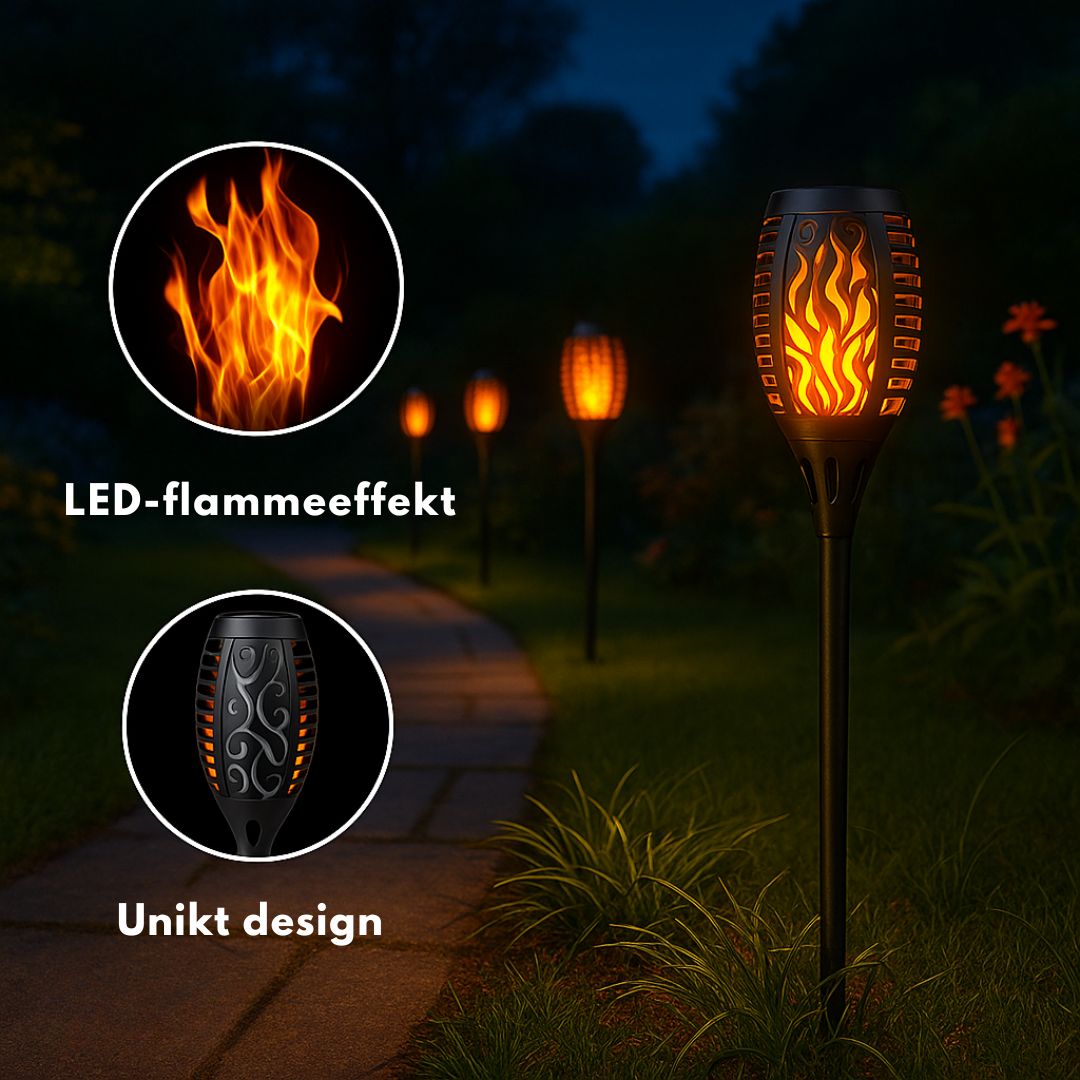 Glowvia™ – Realistisk Solcelledrevet Flammetorch