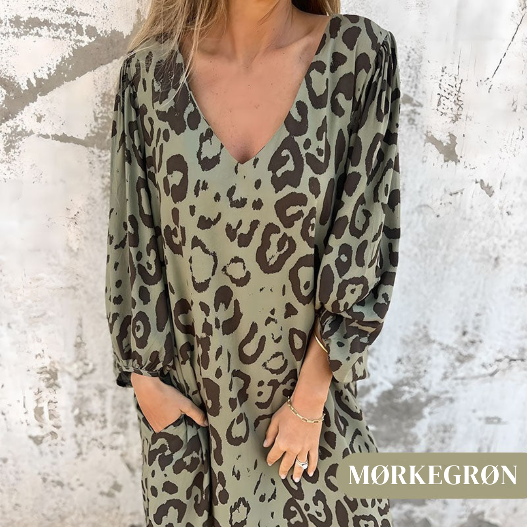 Savara™ – Elegant Leopardmønstret Sommerkjole