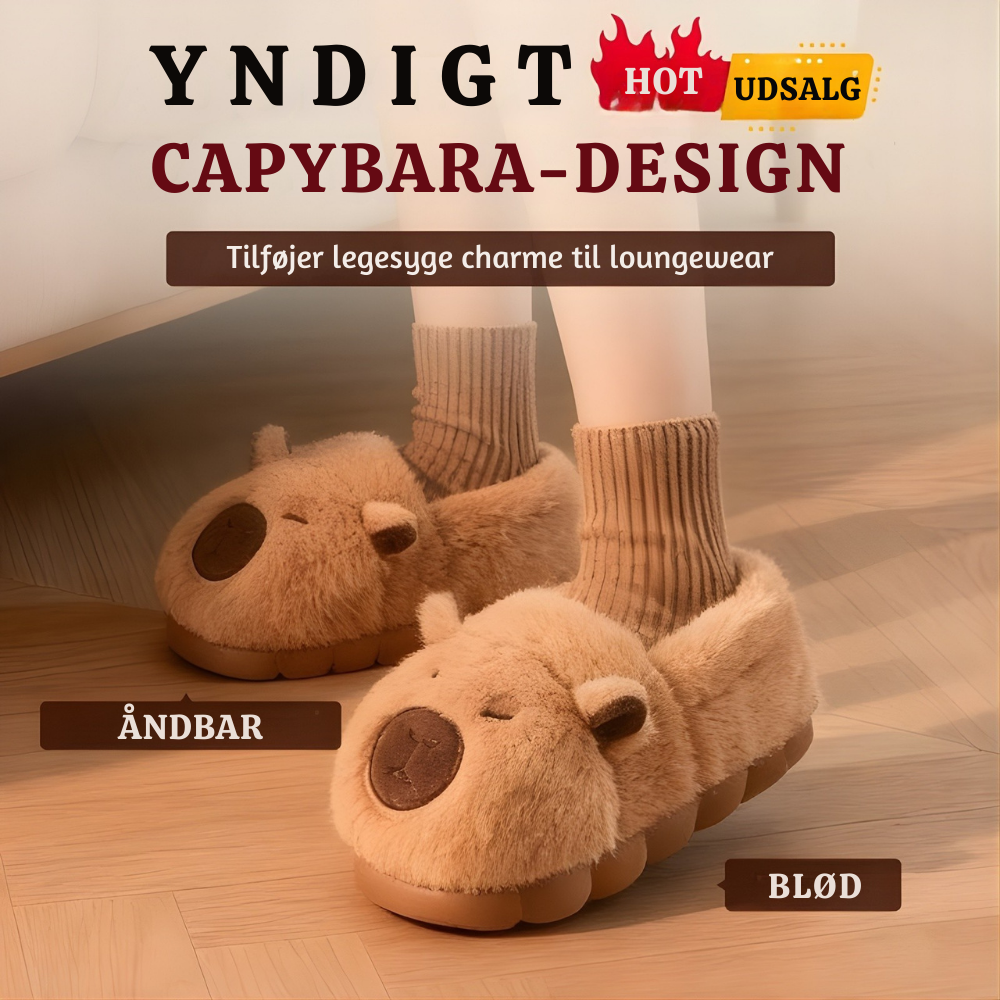 CapyCoze™ – Søde Hygge Plyssede Kapibara Tøfler