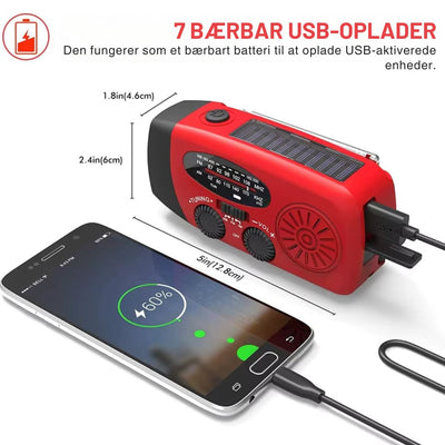 SafeRadio™ – Nødradio med Powerbank og Lommelygte