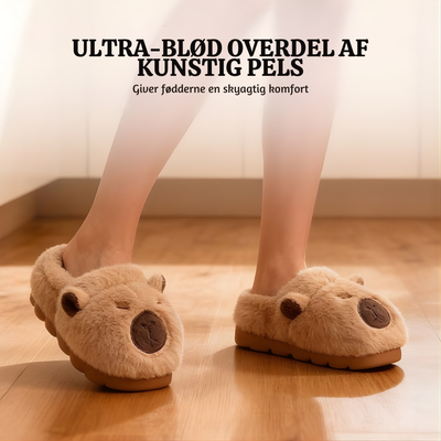 CapyCoze™ – Søde Hygge Plyssede Kapibara Tøfler