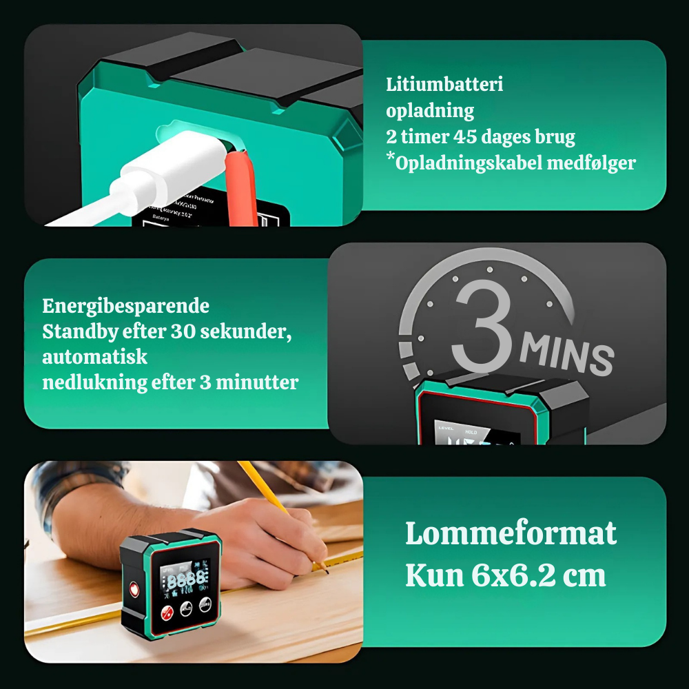 AnglePro™ – Præcisions Digitalt Lomme Inklinometer.