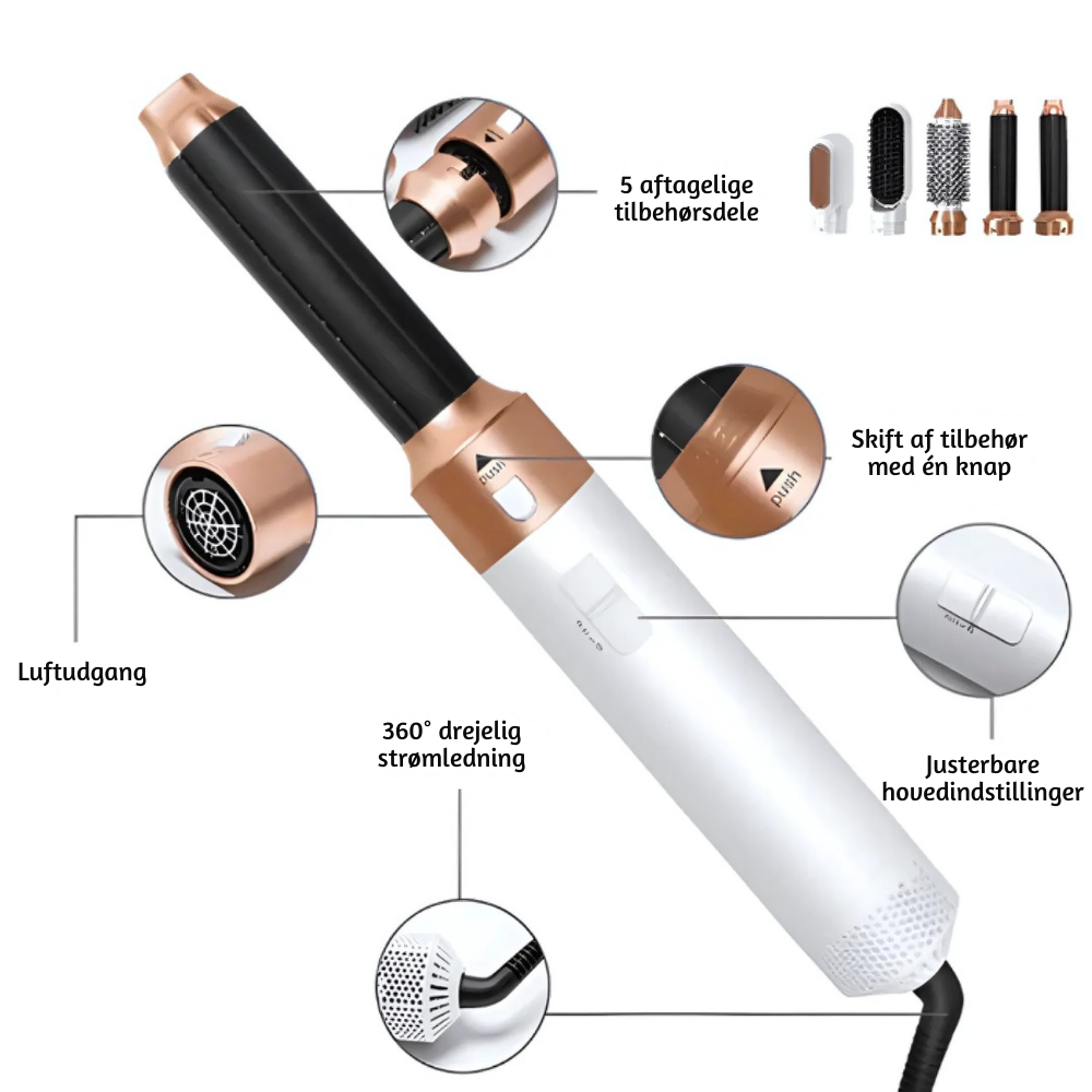 AuriLuxe™ – Professionel 5-i-1 Hårtørrer og Styler