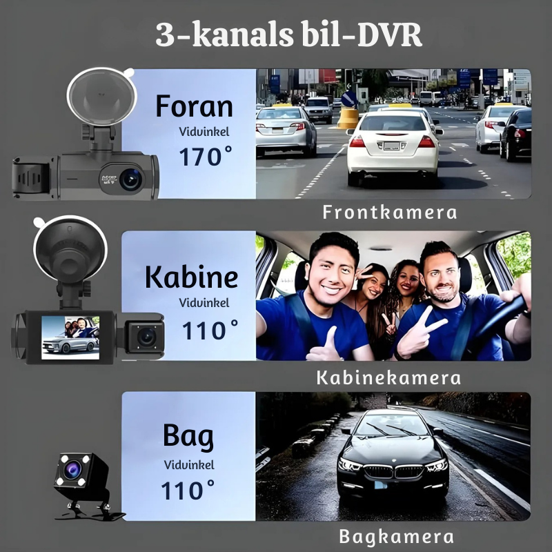 DashShield™ – Smart HD Multifunktionel Dashcam med Nattesyn