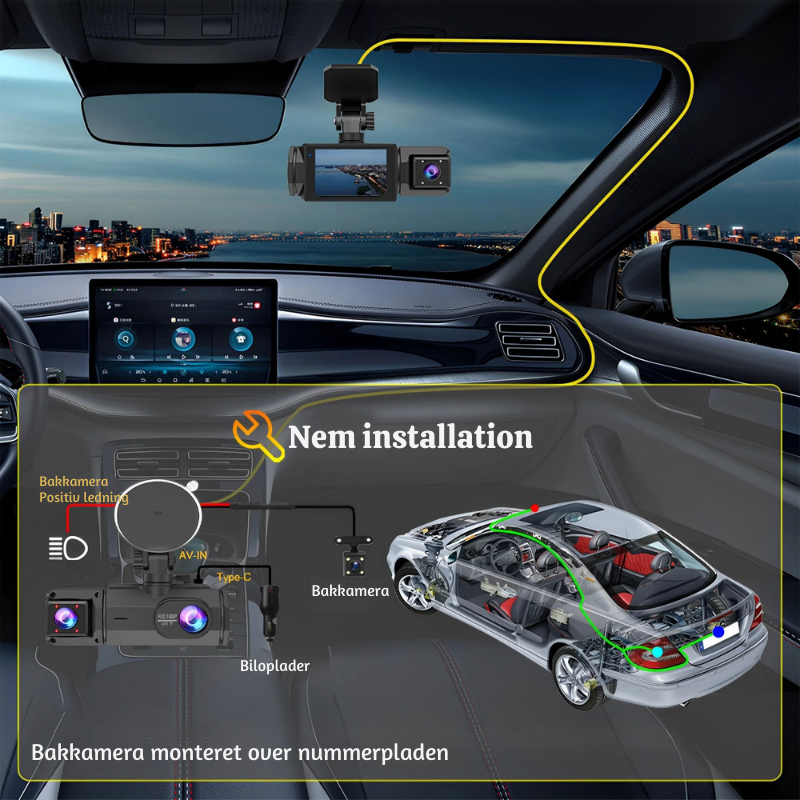 DashShield™ – Smart HD Multifunktionel Dashcam med Nattesyn