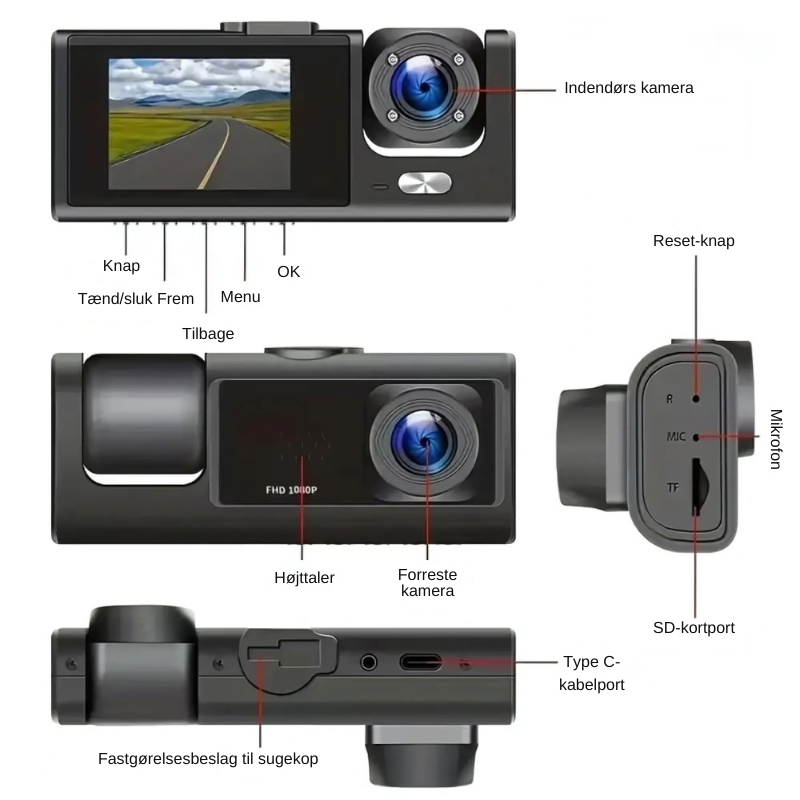 DashShield™ – Smart HD Multifunktionel Dashcam med Nattesyn