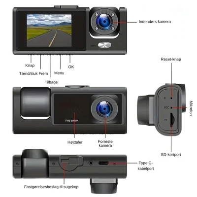 DashShield™ – Smart HD Multifunktionel Dashcam med Nattesyn