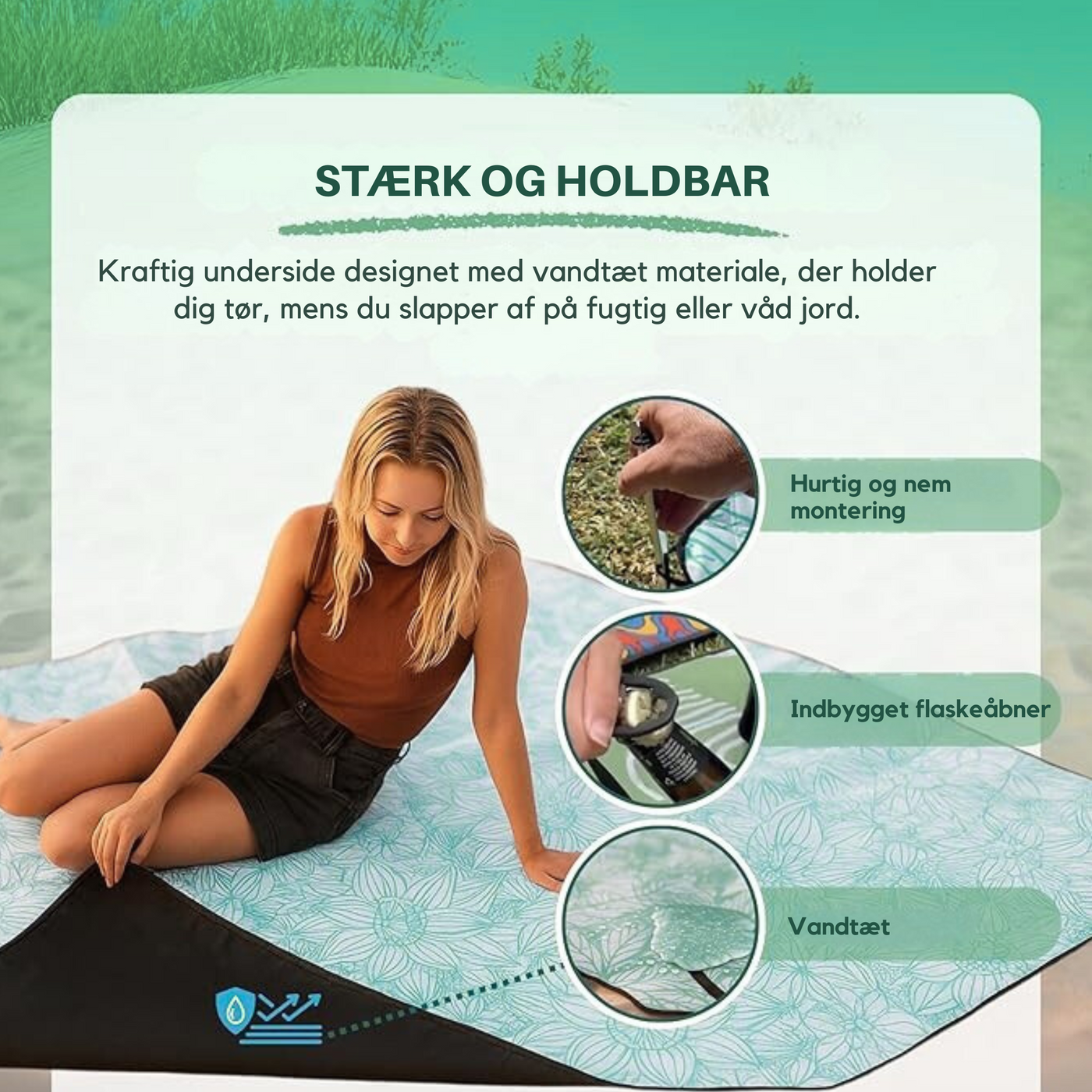 EcoLoom™ – Vandtæt Miljøvenlig Picnic-tæppe