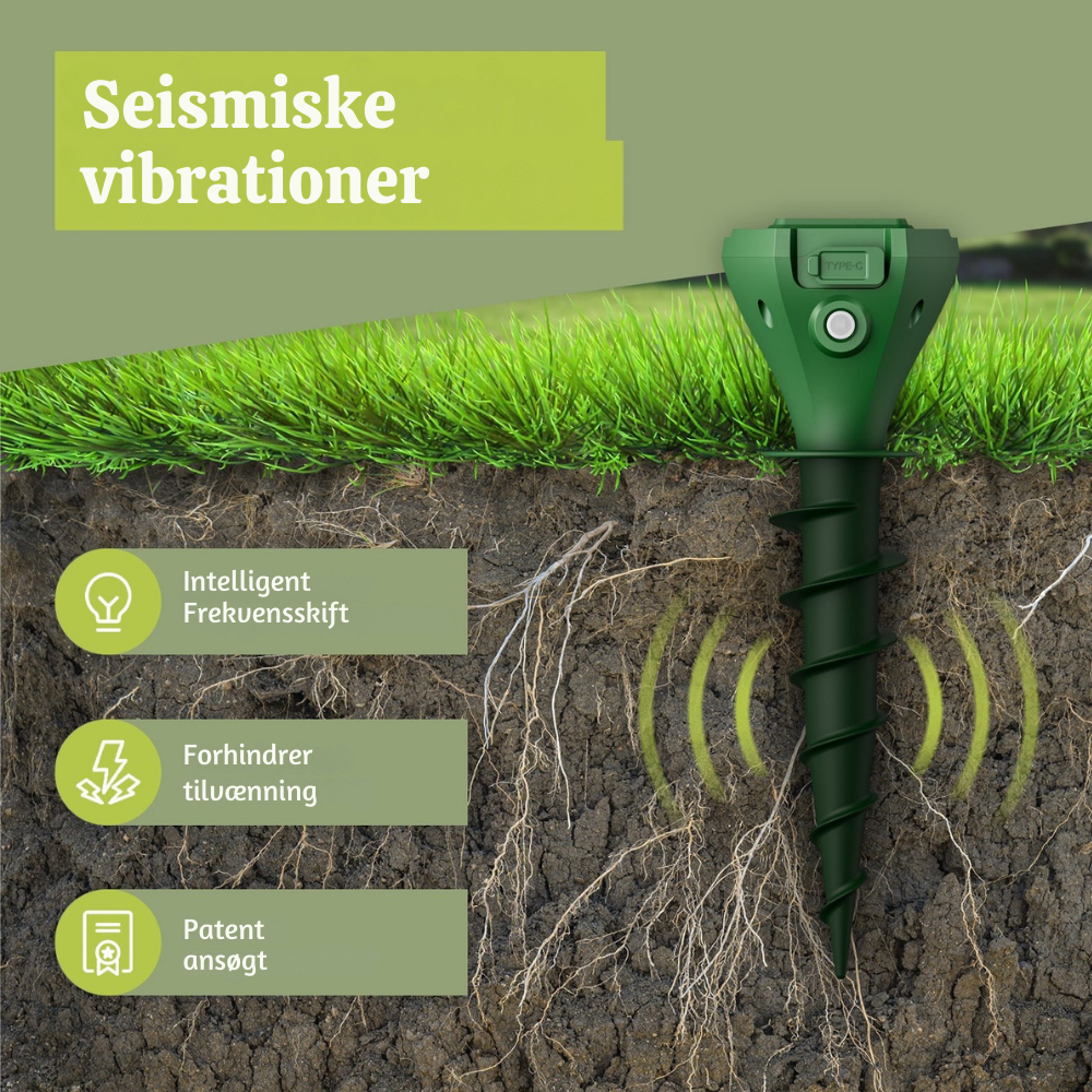 EcoShield™ – Solcelledrevet Muldvarpe og Gnaverskræmmer