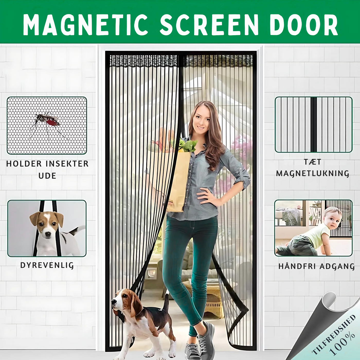 FlyGuard™ – Magnetisk Myggenet til Døre