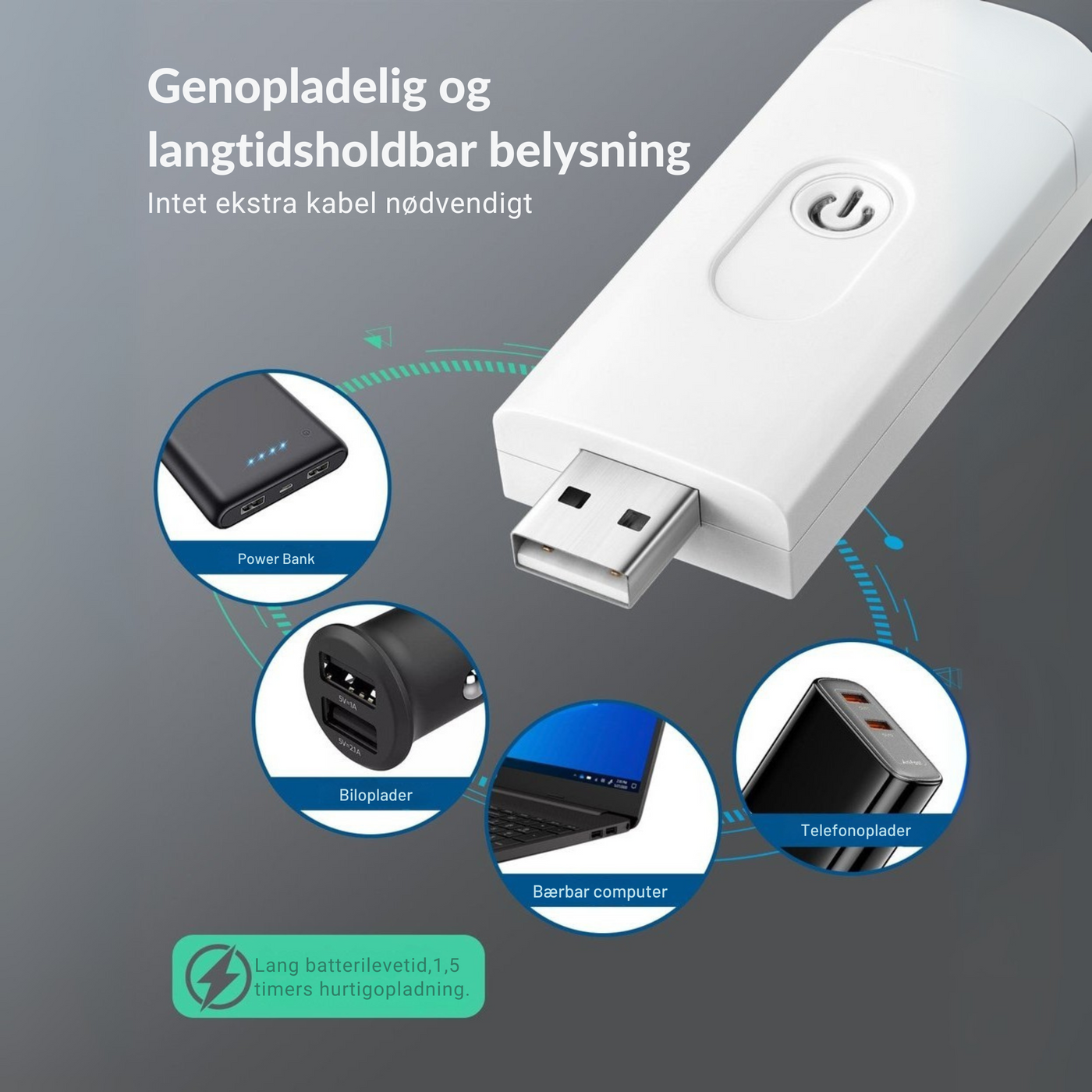 GlowLite™ – Bærbar USB-læselampe