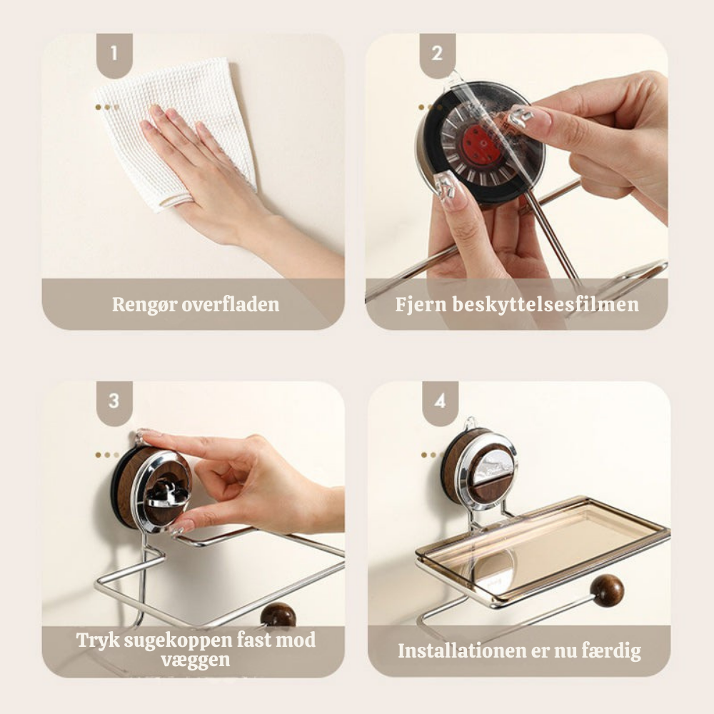 HoldNook™ – Boremfri Toiletpapirholder med Hylde