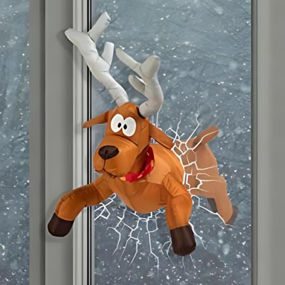JollyCrash™ – Julemand og Rensdyr Vindues-Crash Dekoration