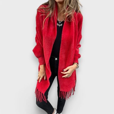 Klara™ – Strikket Dame Sjal med Frynser