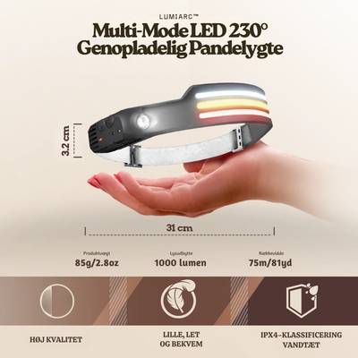 LumiArc™ – Multi-Mode LED 230° Genopladelig Pandelygte