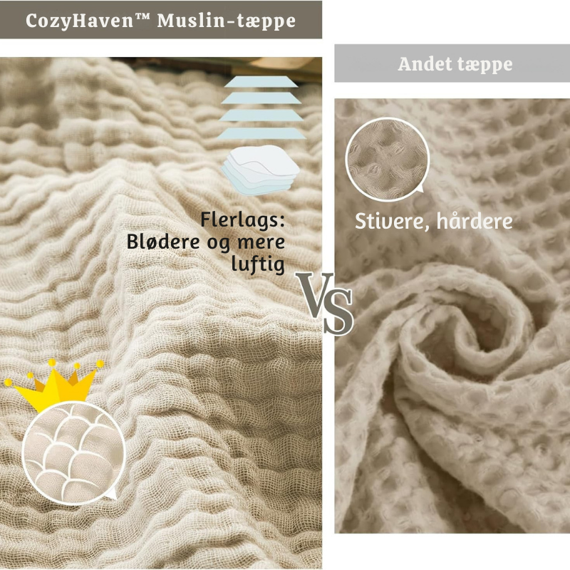 CozyHaven™ – Åndbart Musselin Tæppe