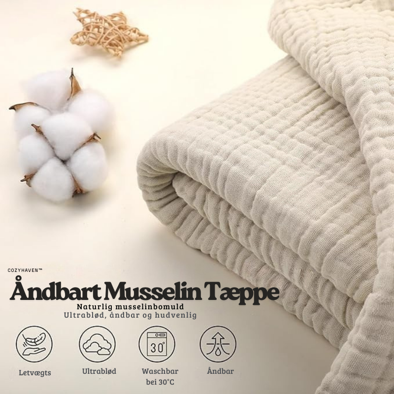 CozyHaven™ – Åndbart Musselin Tæppe