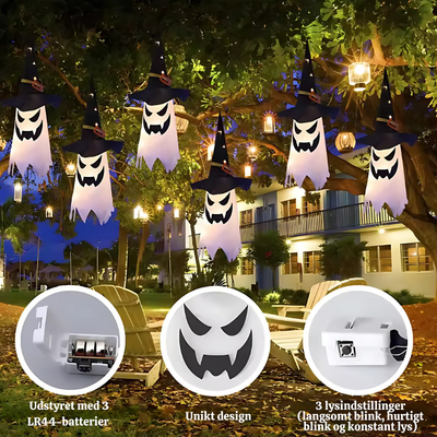 PhantomGlow™ – Halloween Hængende Spøgelses-Heksehat Lamper