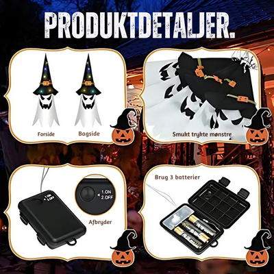 PhantomGlow™ – Halloween Hængende Spøgelses-Heksehat Lamper