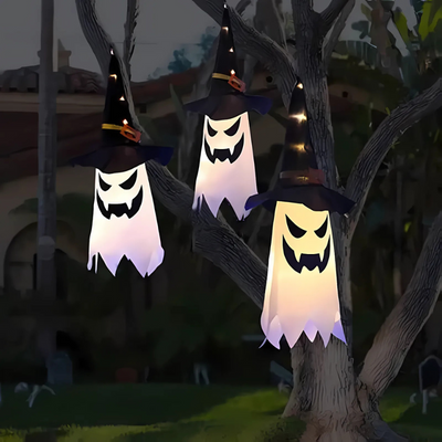 PhantomGlow™ – Halloween Hængende Spøgelses-Heksehat Lamper
