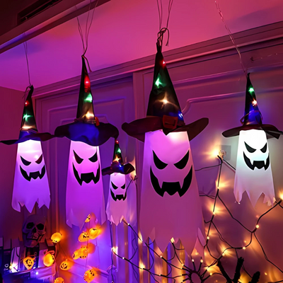 PhantomGlow™ – Halloween Hængende Spøgelses-Heksehat Lamper