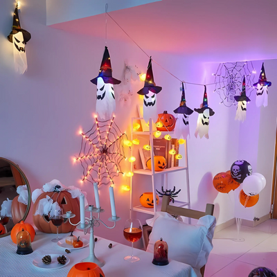 PhantomGlow™ – Halloween Hængende Spøgelses-Heksehat Lamper
