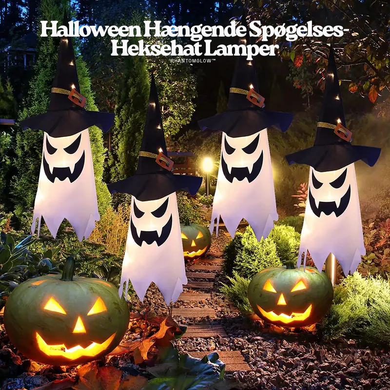 PhantomGlow™ – Halloween Hængende Spøgelses-Heksehat Lamper