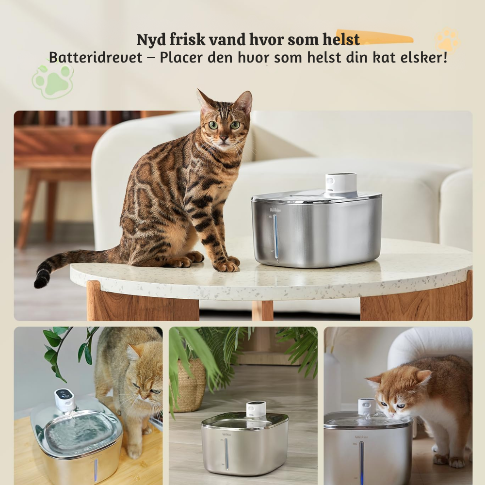 PurrFlow™ – Trådløs Automatisk Vandfontæne til Katte