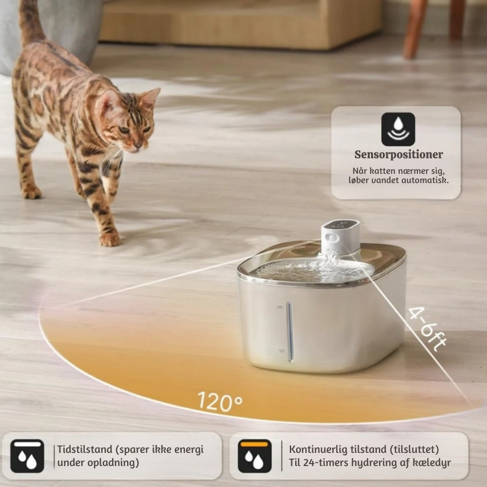 PurrFlow™ – Trådløs Automatisk Vandfontæne til Katte