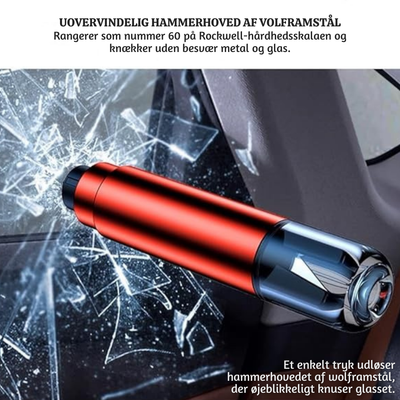 SafeExit™ – Nødværktøj til Bil med Glashammer og Sikkerhedsselekniv