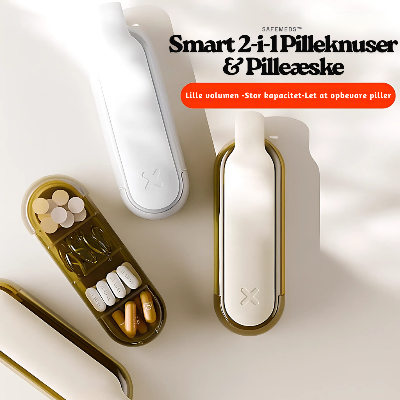 SafeMeds™ – Smart 2-i-1 Pilleknuser & Pilleæske