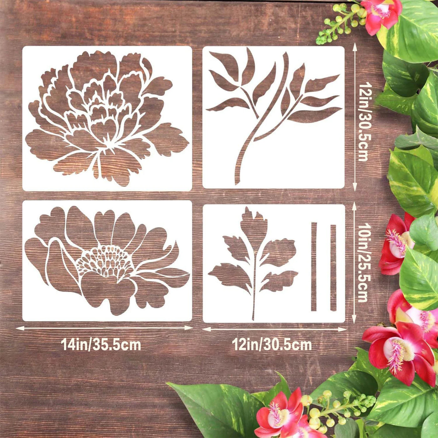 BlomsterPræg™ - Store Reusable Stencils til Havehegn og DIY Kunstprojekter