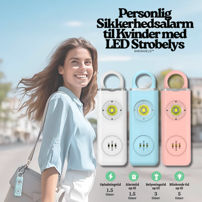 SheShield™ – Personlig Sikkerhedsalarm til Kvinder med LED Strobelys