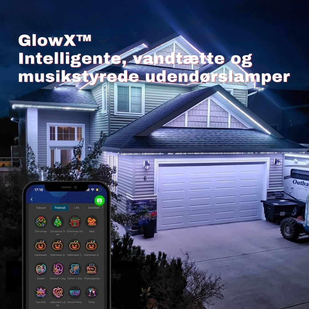 GlowX™ - Intelligente, vandtætte og musikstyrede udendørslamper