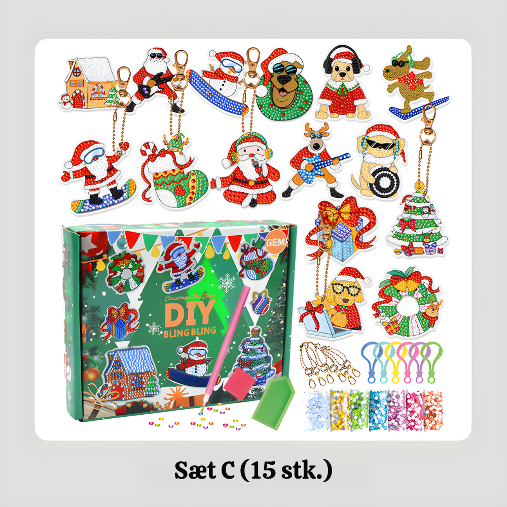 TwinkleCraft™ – Jule DIY Diamantmaleri Nøgleringssæt
