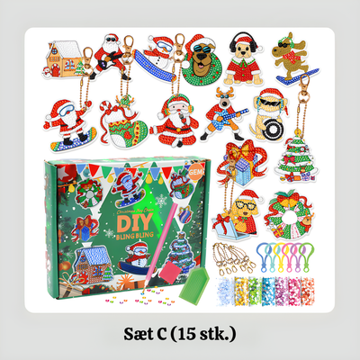 TwinkleCraft™ – Jule DIY Diamantmaleri Nøgleringssæt