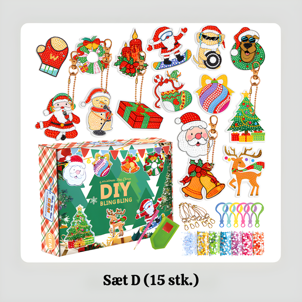 TwinkleCraft™ – Jule DIY Diamantmaleri Nøgleringssæt